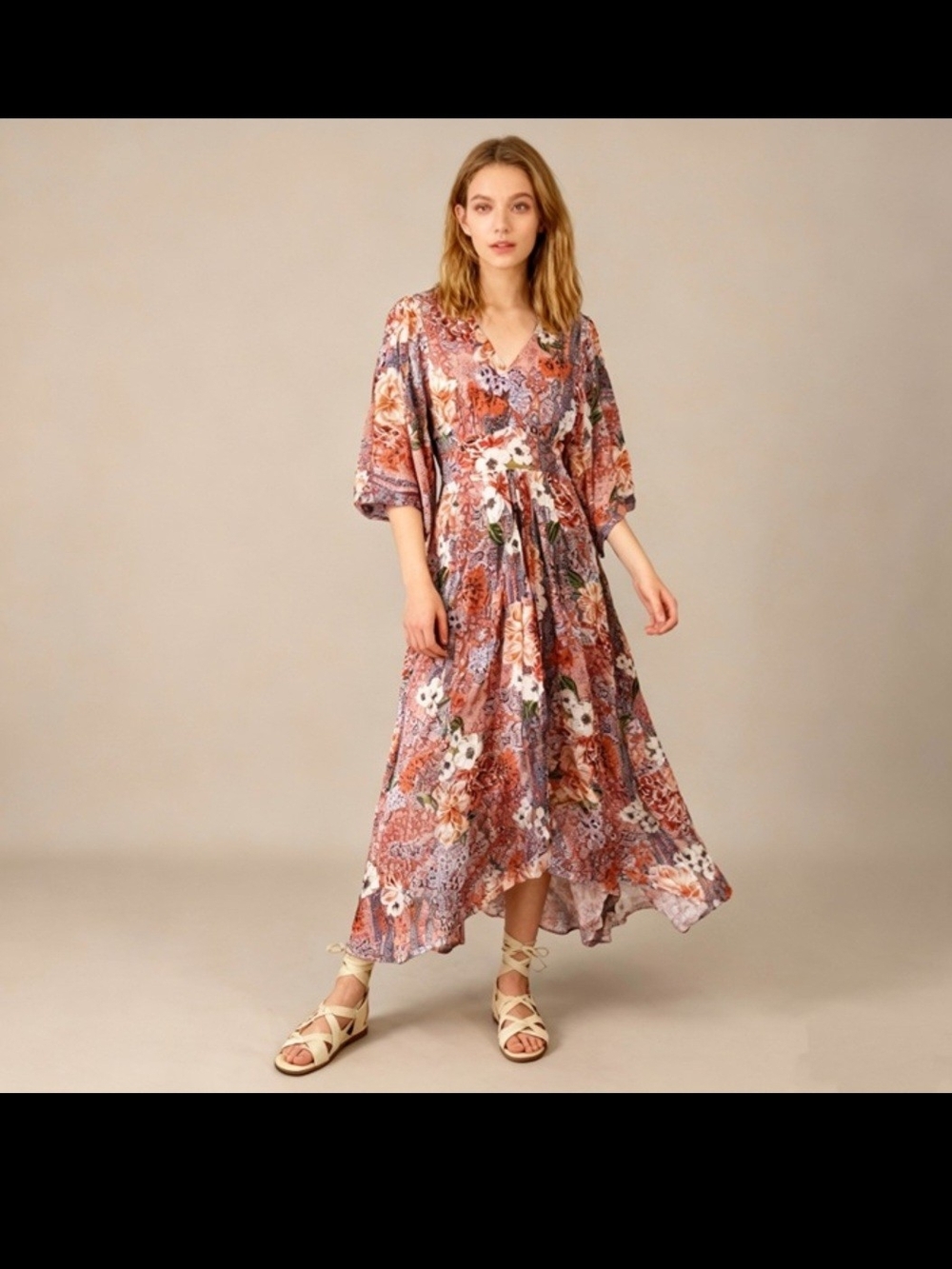 JOHNNY WAS! (NWOT) Scarlet Floral Georgette Midi Dress